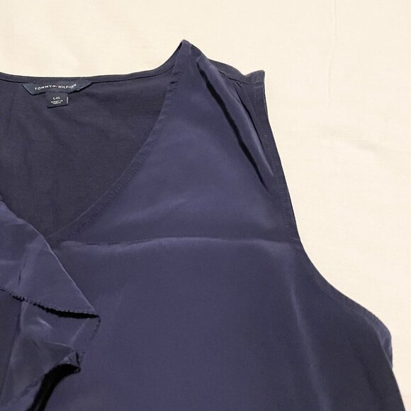 Tommy Hilfigure Womens Large Sleeveless Top Ruffle Front - Picture 4 of 16